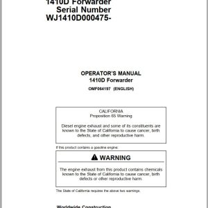 John Deere Forwarder 1410D Operator Manual