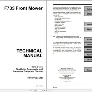 John Deere Front Mower F735 Technical Manual TM1597