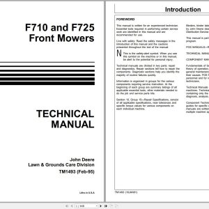 John Deere Front Mowers F710 F725 Technical Manual TM1493