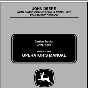 John Deere Garden Tractor X495 X595 Operator's Manual