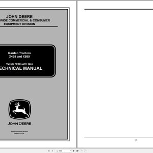 John Deere Garden Tractors X495 X595 Technical Manual TM2024 02.2005