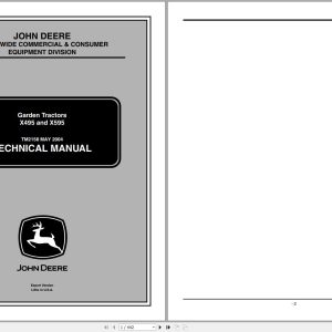 John Deere Garden Tractors X495 X595 Technical Manual TM2158 05.2004