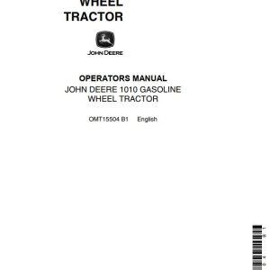 John Deere Gasoline Wheel Tractor 1010 Operators Manual