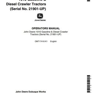 John Deere Gasoline and Diesel Crawler Tractor 110 Operators Manual