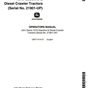 John Deere Gasoline and Diesel Crawler Tractors 1010 Operators Manual