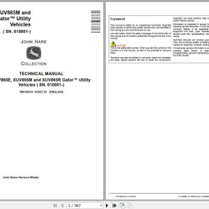 John Deere Gator Utility Vehicles XUV865E XUV865M XUV865R Technical Manual TM145619