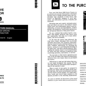 John Deere Grove Tractor 2020 Operators Manual