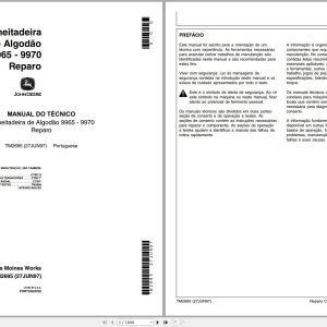 John Deere Harvester Cotton 9965 9970 Technical Manual TM2695 PT