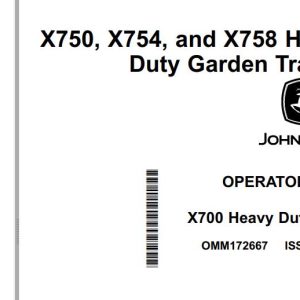 John Deere Heavy Duty Garden Tractor X750 X754 X758 Operator's Manual