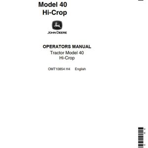 John Deere Hi-Crop Tractor 40 Operators Manual