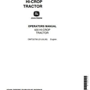 John Deere Hi-Crop Tractor 420 Operators Manual