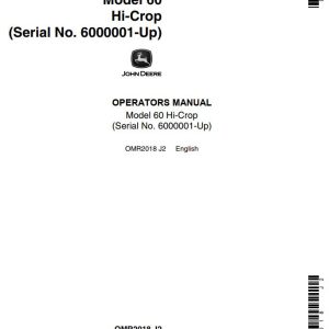 John Deere Hi-Crop Tractor 60 Operators Manual