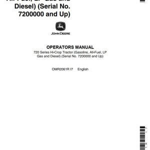 John Deere Hi-Crop Tractor 720 Series Operators Manual
