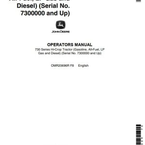 John Deere Hi-Crop Tractor 730 Series Operators Manual