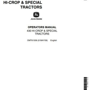 John Deere Hi-Crop and Special Tractors 430 Operators Manual