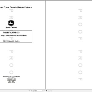 John Deere Hinged Frame Draper Platform HD40R Parts Catalog PC13711 04.2020