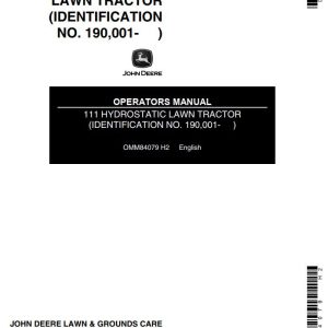 John Deere Hydrostatic Lawn Tractor 111 Operators Manual