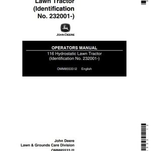 John Deere Hydrostatic Lawn Tractor 116 Operators Manual