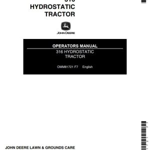 John Deere Hydrostatic Tractor 316 Operators Manual