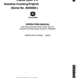 John Deere Industrial Diesel Tractor 830 Series Operator Manual