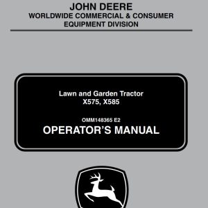 John Deere Lawn And Garden Tractor X575 X585 Operator's Manual