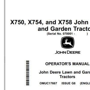John Deere Lawn And Garden Tractors X750 X754 X758 Operator's Manual