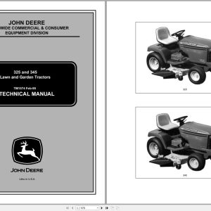 John Deere Lawn & Garden Tractors 325 345 Technical Manual TM1574