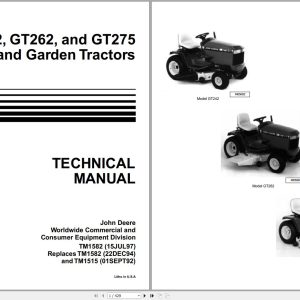John Deere Lawn & Garden Tractors GT242 GT262 GT275 Technical Manual TM1582