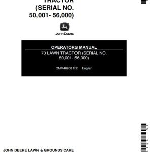 John Deere Lawn Tractor 70 Operators Manual