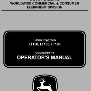 John Deere Lawn Tractors LT150 LT160 LT180 Operator's Manual
