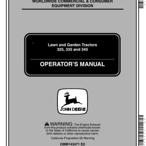 John Deere Lawn and Garden Tractor 325 335 345 Operator's Manual