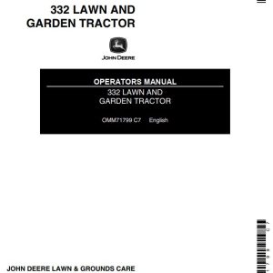 John Deere Lawn and Garden Tractor 332 Operators Manual