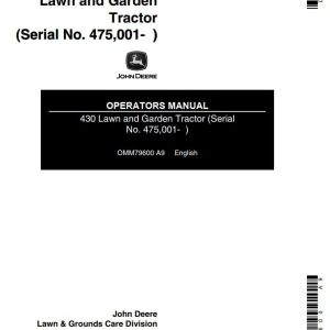 John Deere Lawn and Garden Tractor 430 Operators Manual