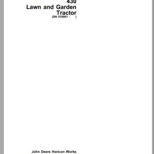 John Deere Lawn and Garden Tractor 430 SN 010001 Operator's Manual OMM79665 H9