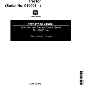 John Deere Lawn and Garden Tractor 455 Operators Manual