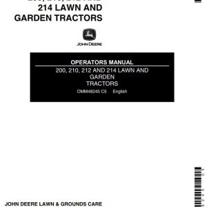 John Deere Lawn and Garden Tractors 200 210 212 214 Operators Manual