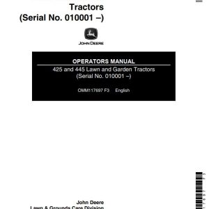 John Deere Lawn and Garden Tractors 425 445 Operators Manual