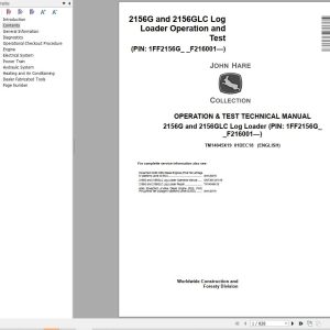 John Deere Loader 2156G 2156GLC Technical Operation Manual TM14045X19