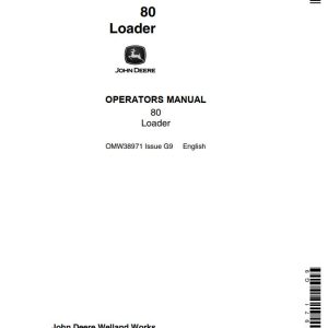 John Deere Loader 80 Operators Manual