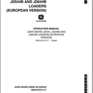 John Deere Loader JD444 JD544B JD644B Operator's Manual OMCD15272 C7