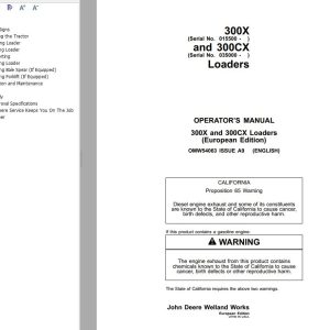 John Deere Loaders 300X 300CX Operator's Manual