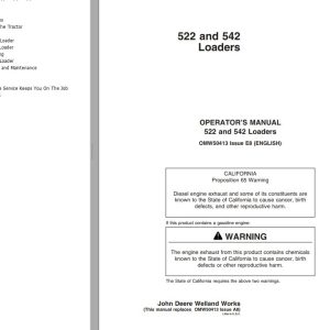 John Deere Loaders 522 542 Operator's Manual