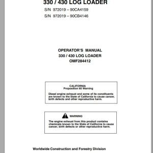 John Deere Log Loader 330 430 Operator's Manual OMF284412