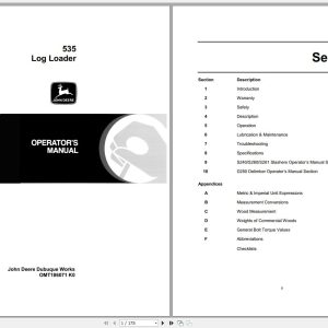 John Deere Log Loader 535 Operator's Manual OMT186071 K0