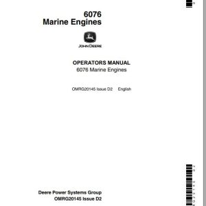 John Deere Marine Engine 6076 Operator's Manual OMRG20145 D2