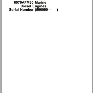 John Deere Marine Engine Series 400 6076AFM30 500000 Operator's Manual OMRG23321
