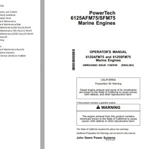 John Deere Marine Engines 6125AFM75 6125SFM75 Operator's Manual
