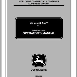 John Deere Mid-Mount Z-Trak 997 SN 030101 Operator's Manual 2008