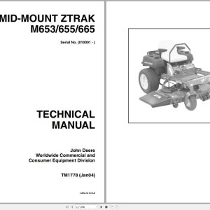 John Deere Mid-Mount Z-Trak M635 655 665 Technical Manual TM1778