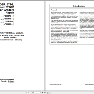 John Deere Motor Graders 670G 670GP 672G 672GP Repair Manual TM14243X19